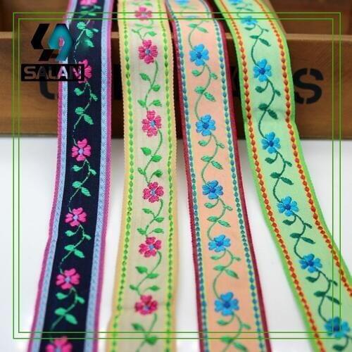 Spot wholesale seven multi - color ethnic style clothing accessories 2.3CM wide clothing shoes and hats embroidery Ribbon