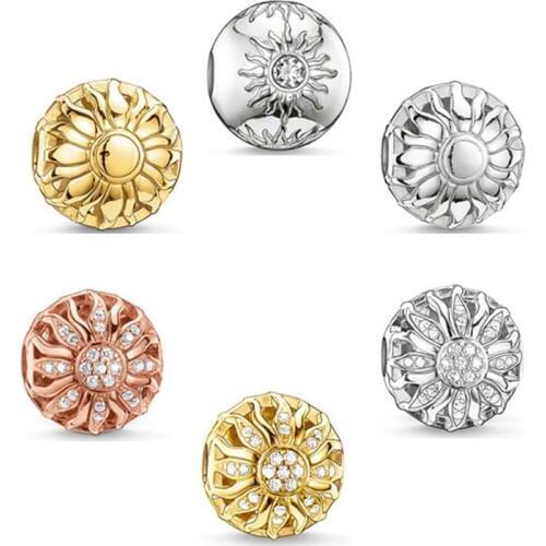 Rose Gold Color CZ Sunshine Karma Beads Fit Bracelet Necklace, Thomas Style Sun Bead 925 Sterling Silver Ts Jewelry Accessories