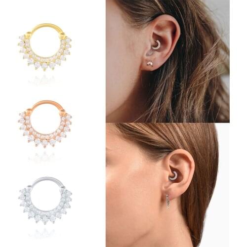 CANNER 1PCS INS Bling Hoop Earrings 925 Sterling Silver Charm Hoop Earring for Women Men Couples pendiente Plata Ear Bone Buckle