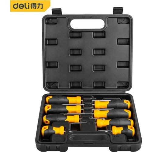 Deli Phillips/Flat-Blade Screwdriver Set Hand Multi-tool Kit Magnetic Bit Insulated Handle Screw Driver Repair Tools 8Pcs/set