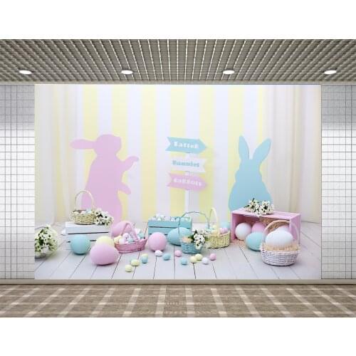 Happy Easter Decoration Photography Backdrops Colorful Eggs with Flowers Photoshoot Backgrounds Wood Floor Baby Backdrop Props