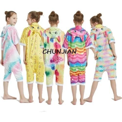 Children Rainbow Unicorn Kigurumi Wolf Pajamas One Piece Hoodies Kigurumi Pajamas Adult Dinosaur Pajamas