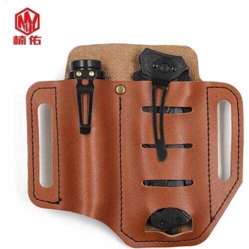 1PC Outdoor EDC Tool Storage Holster Cover Knife Tactical Pen Flashlight Universal Belt PU Leather Storage Cover Case