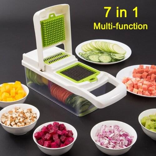 7-in-1 Multi-purpose Kitchen Vegetable Fruit Slicer Shredders Drain Basket Slicers For Kitchen Accessories Gadgets Cuisine