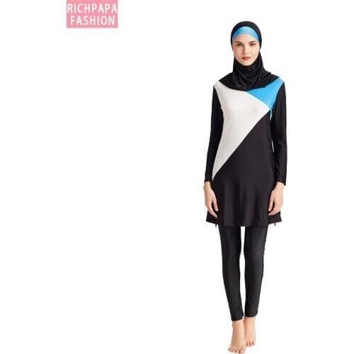 Muslim Swimwear Women Long Sleeve Swimsuit Modest Floral Print Full Cover Islamic Hijab Islam Burkinis Wear Bathing Suit