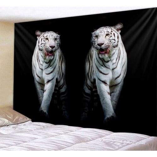 Cute tiger wall art tapestry 3d animal print psychedelic big tapestry bohemian mandala home decoration beach mat sleeping pad