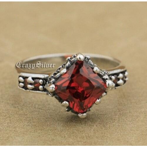 Red CZ Stone 925 Sterling Silver Wedding Ring Fashion Jewelry 9Q026 US Size 6