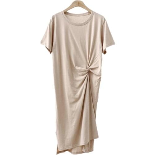 T Shirt Dress Women Summer Casual Loose Dresses Short Sleeve O Neck Tunic Solid Color Basic Dress Oversize Clothes Vestidos