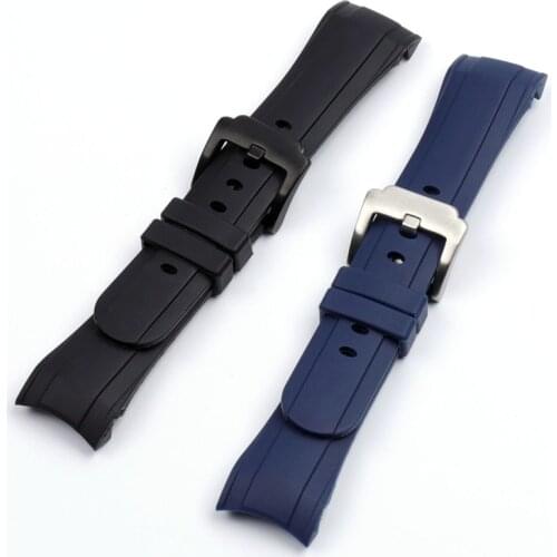 Fluororubber watch strap 24mm for GRAHAM watches band Rubber bracelet mens sport watchband Curved end watch band blue black