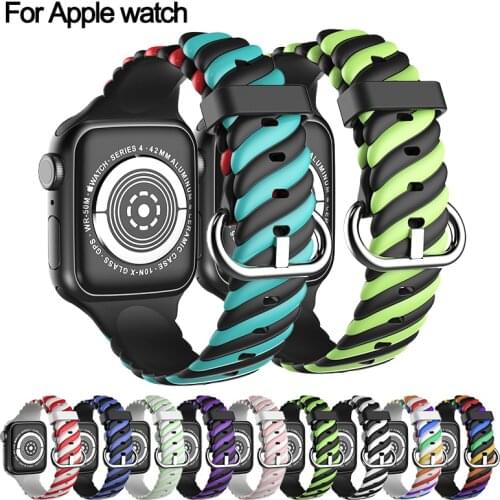 Cool Quality New Pattern Silicone Strap For Apple Watch 6 5 4 3 SE band For iWatch serie 38 42 mm 40mm 44mm smartwatch wristband