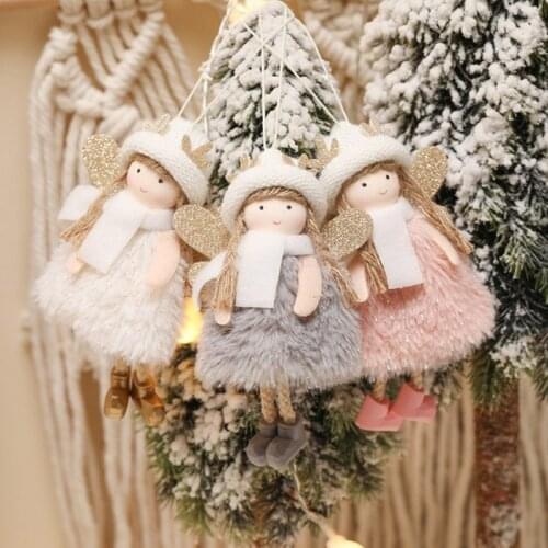 Christmas Ornament Angel Antlers Plush Doll Pendant Xmas Tree Hanging Decoration Christmas Gift