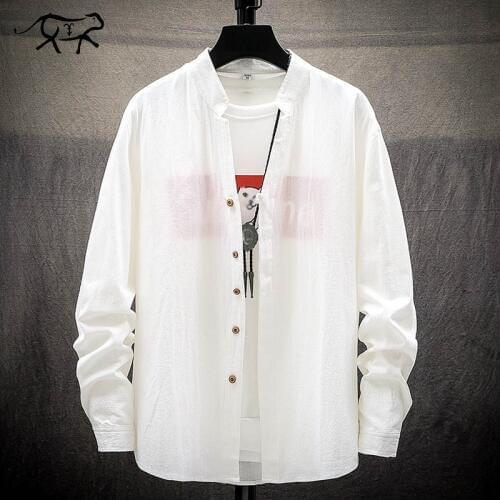 New Spring Design Solid Shirts Men Fashion Casual Mens Autumn Shirts Cotton Slim Fit Long Sleeve Shirts Male White Shirt Man