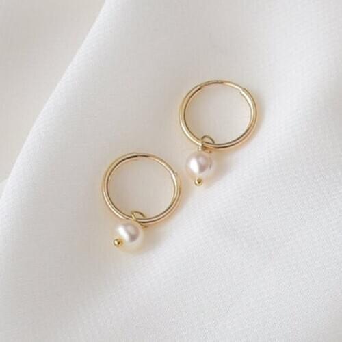 Hoop Earrings Handmade Natural Pearls Earrings Gold Filled Jewelry Circle Earrings Boho Brincos Pendientes Oorbellen