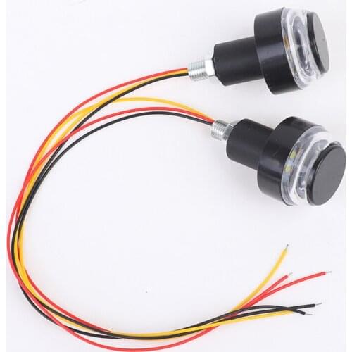 2pcs Motorcycle LED Handlebar End Turn Signal Light DC 12V White Yellow Hand Lamp Flasher Handle Grip Blinker Side Marker