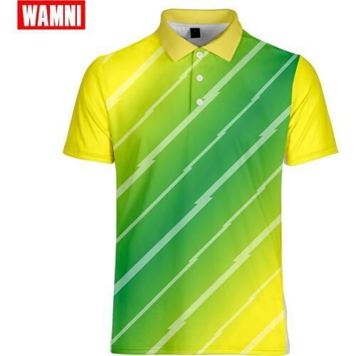 WAMNI Fashion Men 3D Polo Shirt Casual Funny Sport Stripe Loose Original Design Pullovers Turn-down Collar Male Polo-shirt