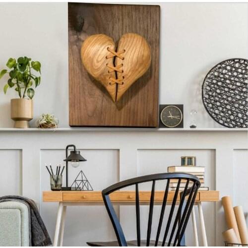 Z20 Creative Heart Sculpture Innovative Decorative Broken Heartshape Faux Leather Stitched Desktop Statue Ornament for Home deco