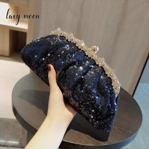 Womens Bag Purses and Handbags Sequins Luxury Designer Mini Box Clutch Bag Wedding Chains Shoulder Bag Female 2021 Z015