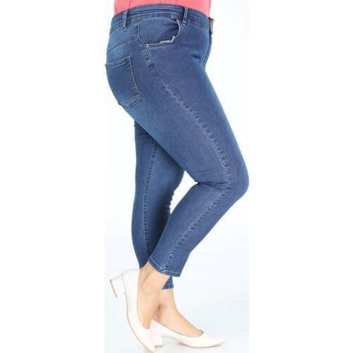 Hanezza Large Size Ankle Length Tight Bell-Bottomed Jeans Pants