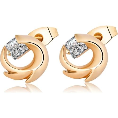 Love & Annie Cute Irregular Gold Color Stud Earrings Women Charming AAA Zircon Small Earring Girl Gift Jewelry