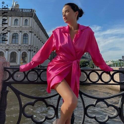 Fantoye Satin Sexy V-neck Bandage Women Dress Green Long Sleeve Fashion Mini Dress Ladies Autumn Slim Outdoor Streetwear Vestido