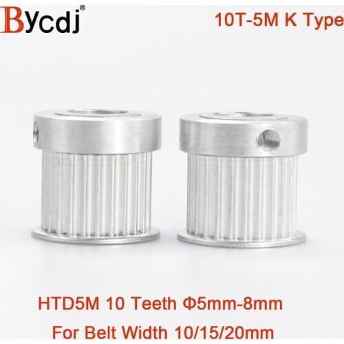 10 Teeth HTD 5M Synchronous Pulley Bore 5/6/6.35/8mm for Width 10/15/20mm HTD5M Timing Belts Gear wheel pulley 10Teeth K Type