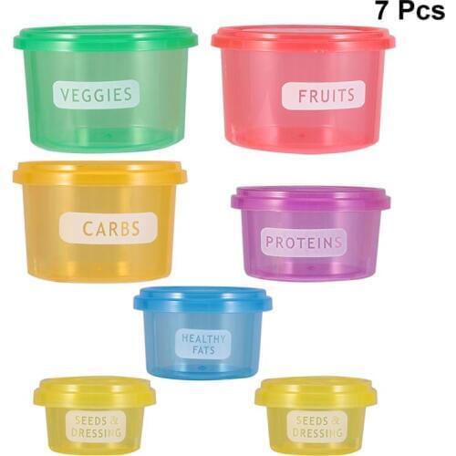 1 Set 7 Pcs Diet Portion Control Containers Fresh-keeping Food Box Multifunctional Food Storage Case Below 300ml