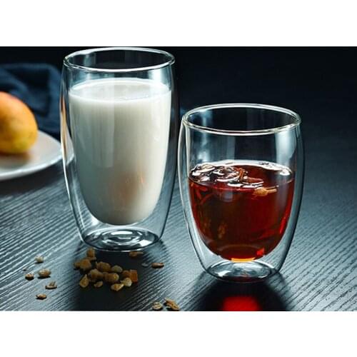 1Pcs Double Glass Cup Coffee Milk Cup Transparent insulated cup Bar Home 80/250/350/450ml Fruit juice Cup Creative Whisky Brandy