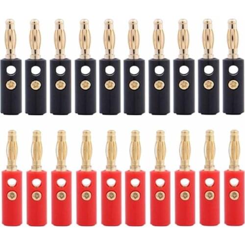 20Pcs 4mm Gold Plated Speaker Banana Connector Horn Speakers Banana Plug Compatible with Up to 3mm Diameter of Speaker Cable
