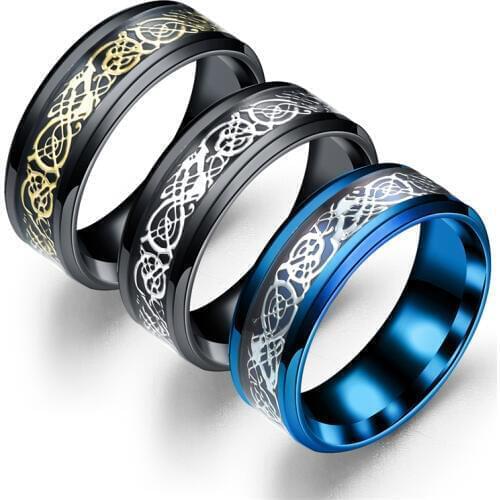 2018 Hot Sale New Arrival Anillos Anel Dragon Stainless Steel Ring Mens Chinese Traditional And Inlay Fashion Jewelry Dh-032