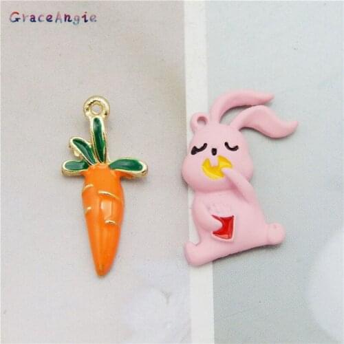 4pcs Mix Enamel Charms funny earrings Animals Rabbit Carrots Animals Charms Enamel Rabbit & Carrot Charms Pendants Jewelry DIY