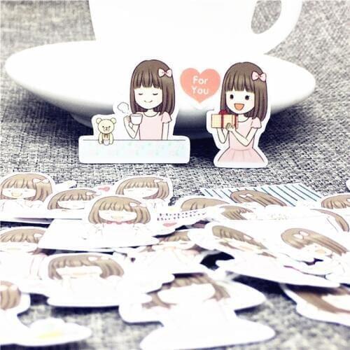 40 Pcs/Lot Little girl daily Creative Cute Self-made stickers scrapbooking For Cartoon Sticker For Laptop Fridge Skateboard