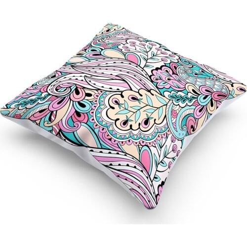 45*45 cm White Polyester Throw Pillow Geometric Decorative Cushions for Sofa Car Home Bohemia Paisley Style Pillowcase
