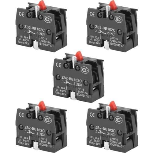 5PCS 10A 600V ZB2-BE101C/BE102C Normal Open Close NO NC Push Button Joystick Switch