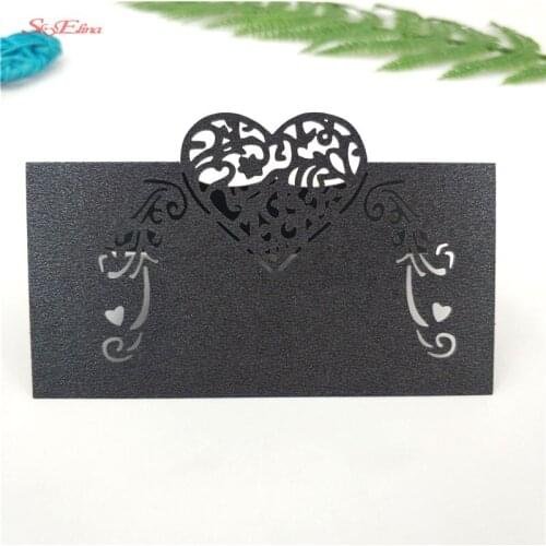 50Pcs Heart Shape Seat Card Table Name Card Hollow Pearl Paper Card Laser Cut Seat Card Wedding Table Decoration 7zSH928
