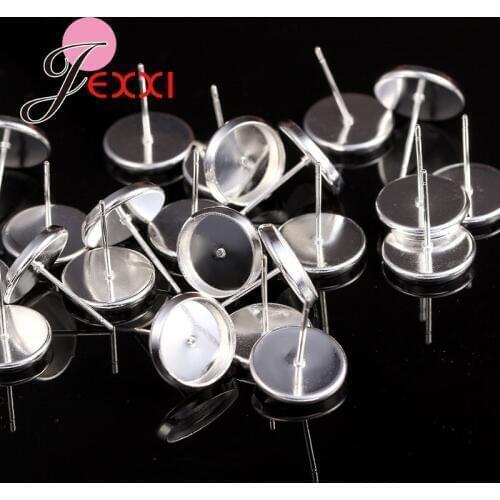 50pcs Real 925 Sterling Silver Stud Earring Components Pins Needles DIY Ear Findings Wholesale Low Price Fast Shipping