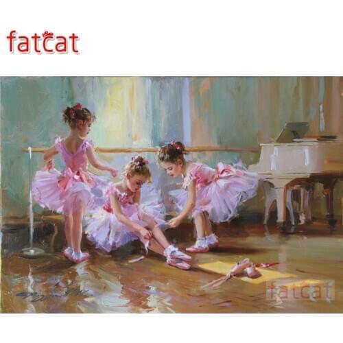 FATCAT 5D DIY Diamond Painting Ballerina girl Full Diamond Embroidery Cross Stitch kit Mosaic cute child home decor AE1254