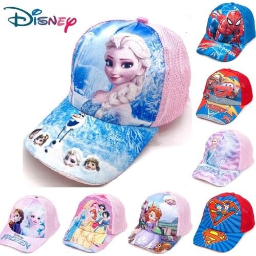 Disney Marvel Frozen Baseball Cap Anna Elsa Mickey Minnie Mouse Spiderman Anime Cartoon Hat kids Boy Girl Adjustable Caps Gifts