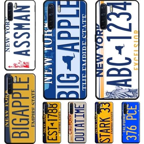License Plate Number New York Cover For OPPO A52 A72 A15 A5 A9 A31 A53 2020 A83 A1K A5S Reno 4 2 Z Find X2 X3 Pro Case