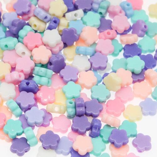 CHONGAI 100pcs Mixed Color Acrylic Charm Plum blossom Spacer Beads For Jewelry Making DIY 10mm
