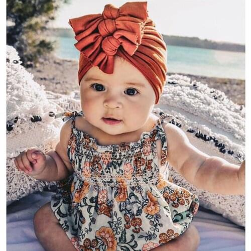 Baby Girls Boys Bow Bonnet Hat Cute Toddler Turban Newborn Bowknot Hat Infant Headwraps Kids Bonnet Children Toddler Beanie Cap