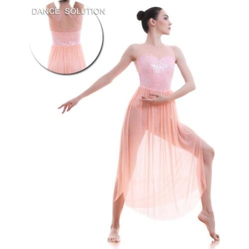 Long Sequin Dress for Ballet & Lyrical & Contemporary Dance Performance Costume 16031