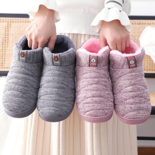 Womens And Men House Shoes Warm Slippers Cotton Home Shoes Comfortable Plush Lining Slip-on Cozy House Shoes Indoor