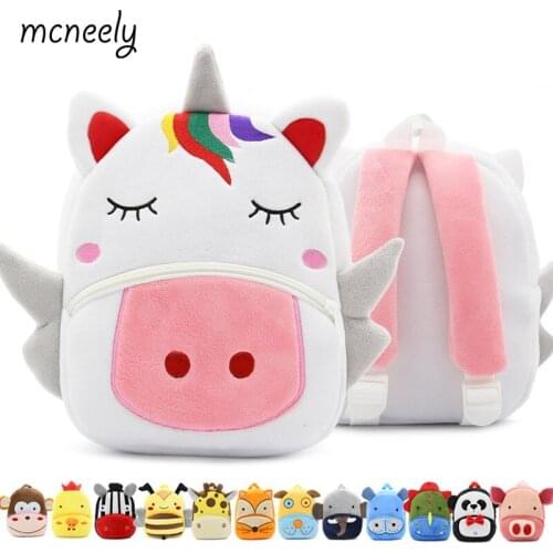 Preschool Kids Plush Backpacks Kindergarten Baby Girls Boys Cute Schoolbag 2-4 Years Old Children Cartoon School Bags