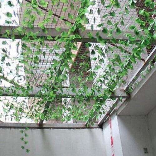 1Pc Artificial Hanging Vine Plant Leaves 2Meters Plastic Fake Leaves String for Garland Home Garden Wall Decoration