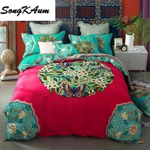 SongKAum Luxury 100% Cotton 4Pcs Bedding Set ,Fashion ,1.8/2m King/Queen Size,Duvet Cover/Bed Spread/Pillowcases