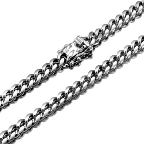 Mens Necklace Or Bracelet 6MM Wide Silver Color Curb Cuban Link Chain Jewelry Stainless Steel 7-30inches Option