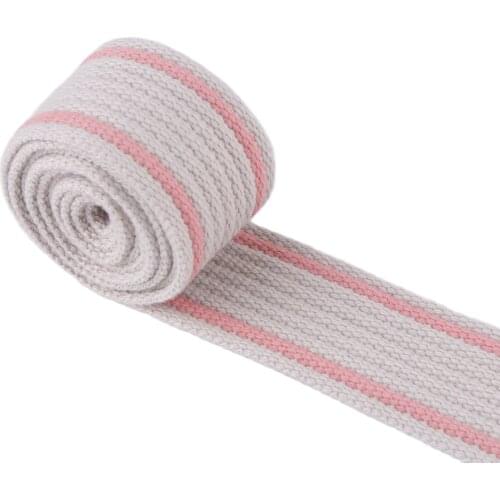 Natural Webbing Strap 32mm Pink Stripes Canvas Webbing Fabric belt Cotton Webbing dog collar Webbing Webbing Bag Strap