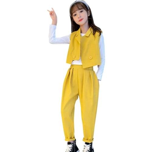 Girls Clothes Solid Color Girls Outfits Vest + Tshirt + Pants Children Clothes Girl Spring Autumn Tracksuits For Children