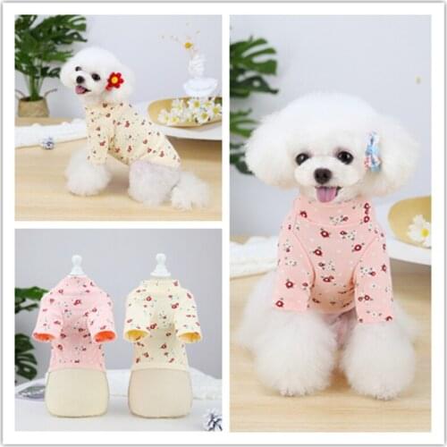 Dog Clothes Puppy T-shirt Autumn and Winter Schnauzer Teddy Dog Small Dog 21 Floral Bottoming Shirt Pet Clothing