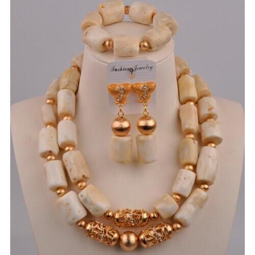 Orange Red White African Coral Beads Jewelry Set Nigerian Wedding Coral Necklace Women Bridal Jewelry Sets 21-F2-1